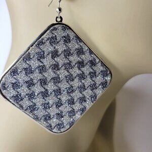 Silver Square Hook Earrings